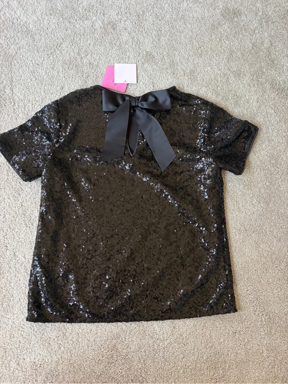 kate spade Black Sequin Bow Back Short-Sleeve Top
